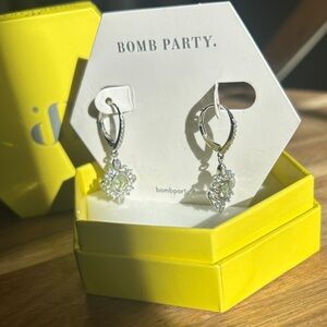 Bomb Party Silver and Green Earrings